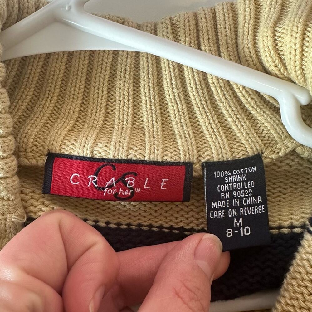 Crable For Her Full Zip Cardigan Sweater Size M 8-10 Striped Academia Varsity - Picture 5 of 7